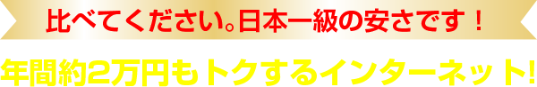 お乗り換え実績　NTT関信越No.1　年間約２万円も得するインターネット